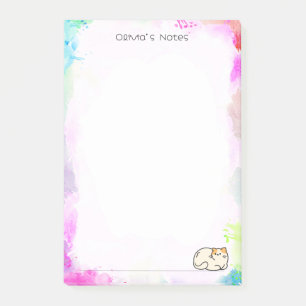 Cute cat kitty colorful gradient Personalized name Post-it Notes