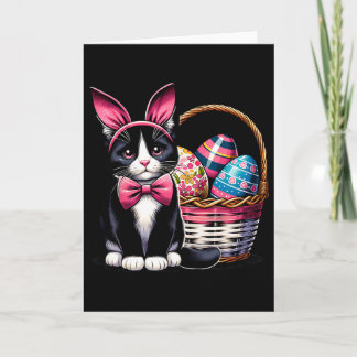 Cute Cat Kitty Easter Day Bunny Eggs Cat Lover Wom Card