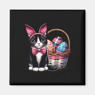 Cute Cat Kitty Easter Day Bunny Eggs Cat Lover Wom Magnet