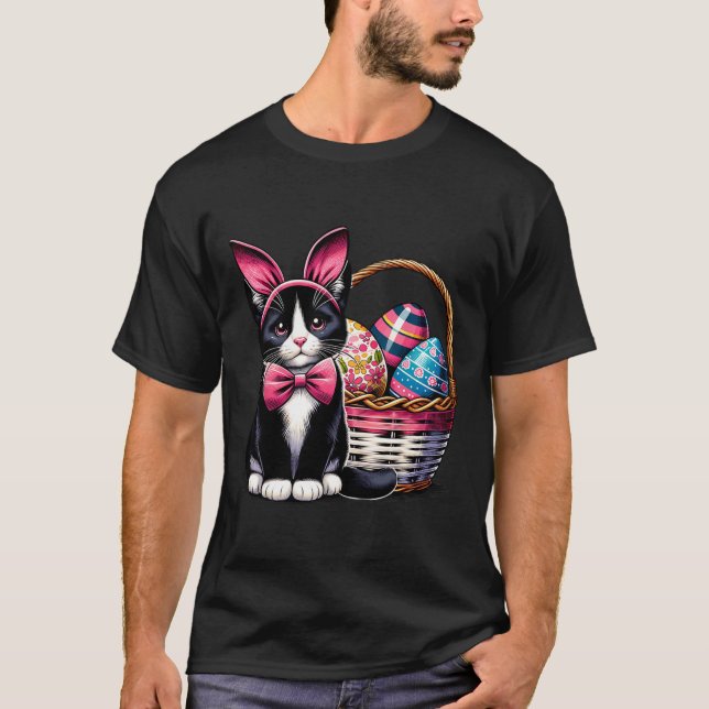 Cute Cat Kitty Easter Day Bunny Eggs Cat Lover Wom T-Shirt (Front)