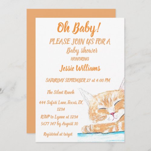 Cute Cat Kitty Kitten animal Baby Boy Girl  Invitation