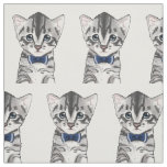 Cute cat kitty kitten with bow fabric