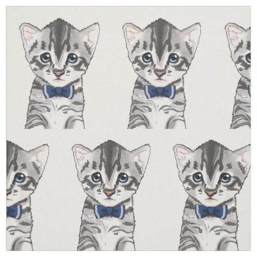 Cute cat kitty kitten with bow fabric