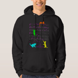Cute Cat Kitty Music Notes Diversity Musician Clef Hoodie