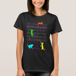 Cute Cat Kitty Music Notes Diversity Musician Clef T-Shirt