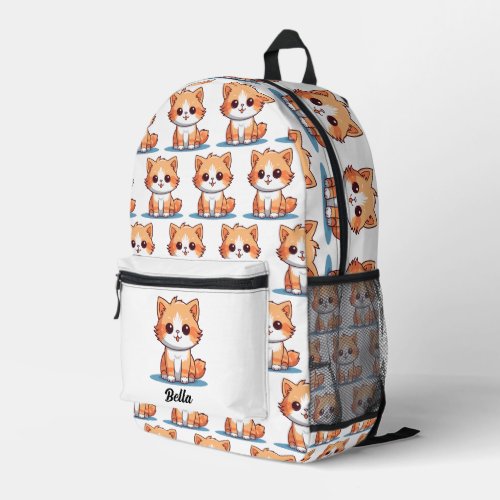 Cute Cat Kitty Pattern Custom Name Printed Backpack