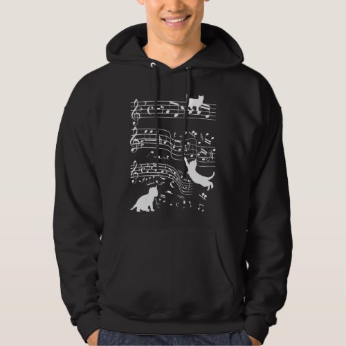 Cute Cat Kitty Playing Music Clef Piano Musician A Hoodie