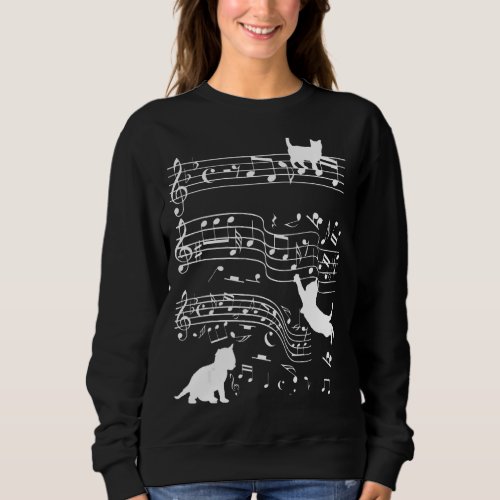 Cute Cat Kitty Playing Music Clef Piano Musician A Sweatshirt