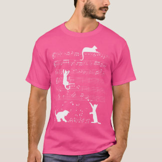 Cute Cat Kitty Playing Music Clef Piano Musician A T-Shirt