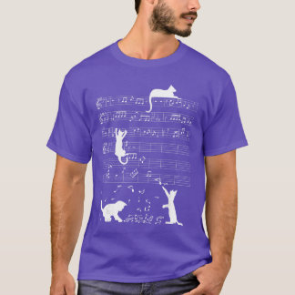 Cute Cat Kitty Playing Music Clef Piano Musician A T-Shirt