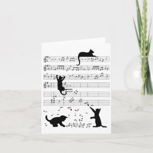 Cute Cat Kitty Playing Music Note Clef Musician Ar Card