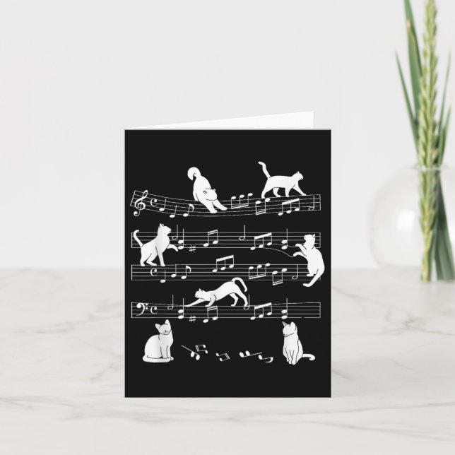 Cute Cat Kitty Playing Music Note Clef Musician Ar Card (Front)