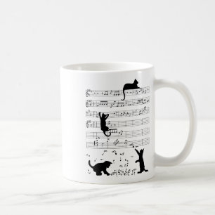 Cute Cat Kitty Playing Music Note Clef Musician Ar Coffee Mug