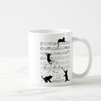 Cute Cat Kitty Playing Music Note Clef Musician Ar Coffee Mug