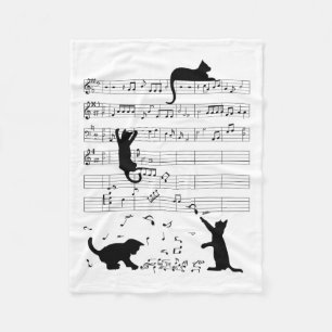 Cute Cat Kitty Playing Music Note Clef Musician Ar Fleece Blanket
