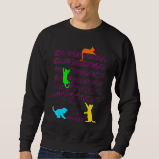 Cute Cat Kitty Playing Music Note Clef Musician Sweatshirt