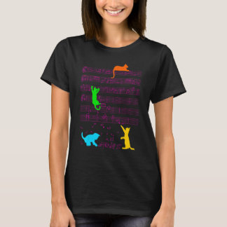 Cute Cat Kitty Playing Music Note Clef Musician T-Shirt