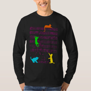 Cute Cat Kitty Playing Music Note Clef Musician T-Shirt