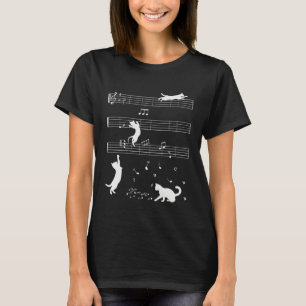 Cute Cat Kitty Playing Music Note Clef Musician T-Shirt