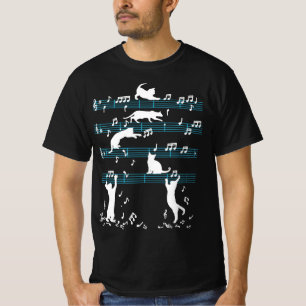 Cute Cat Kitty Playing Music Note T-Shirt