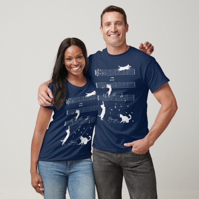 Cute Cat Kitty Playing Music Note T-Shirt (Unisex)