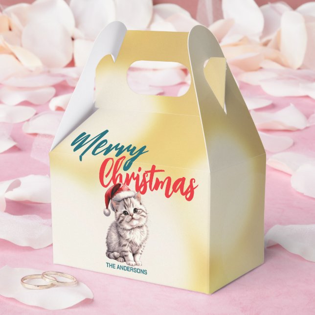 Cute Cat kitty Santa Xmas Sweet Merry Christmas Favor Boxes (Wedding)