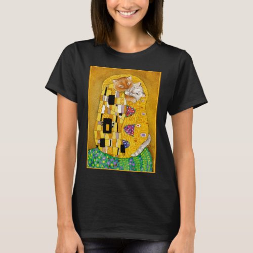 Cute Cat Klimt spoof The Kiss T_Shirt