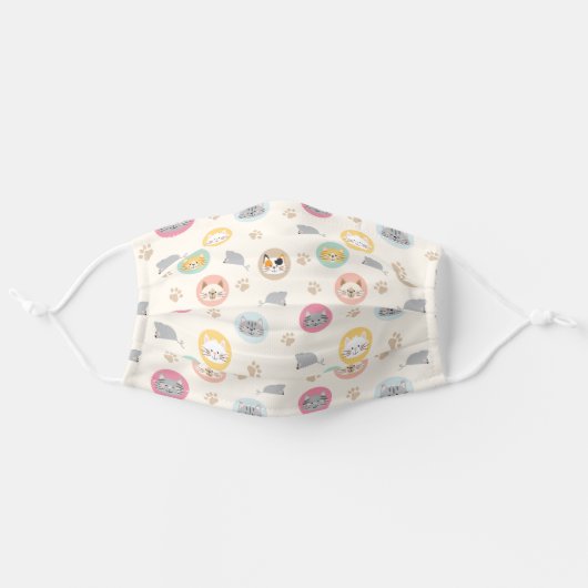 Cute Cat Lady Adult Cloth Face Mask (Front, Unfolded)