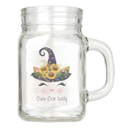 Cute Cat Lady Halloween Mason Jar