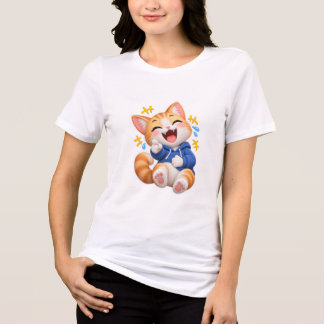 Cute Cat Laughing Sticker Tri-Blend Shirt