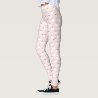 Cute Cat Leggings, Pink White Cats, kitten Leggings | Zazzle