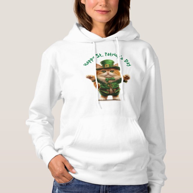Cute Cat Leprechaun Hoodie – St. Patrick’s Day (Front)