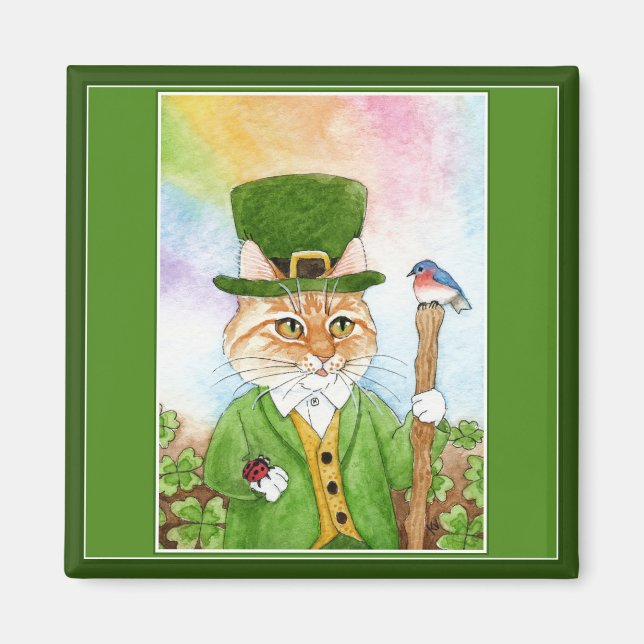 Cute Cat Leprechaun St Paddy's Day magnet (Front)