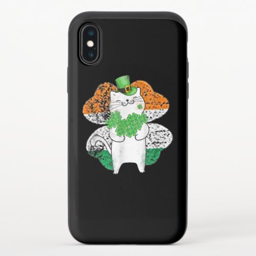 Cute Cat Leprechaun With Shamrocks St Patricks Day iPhone X Slider Case