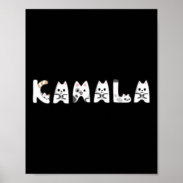 Cute Cat Lettering Alphabet Cat Lady Support Harri Poster (Front)