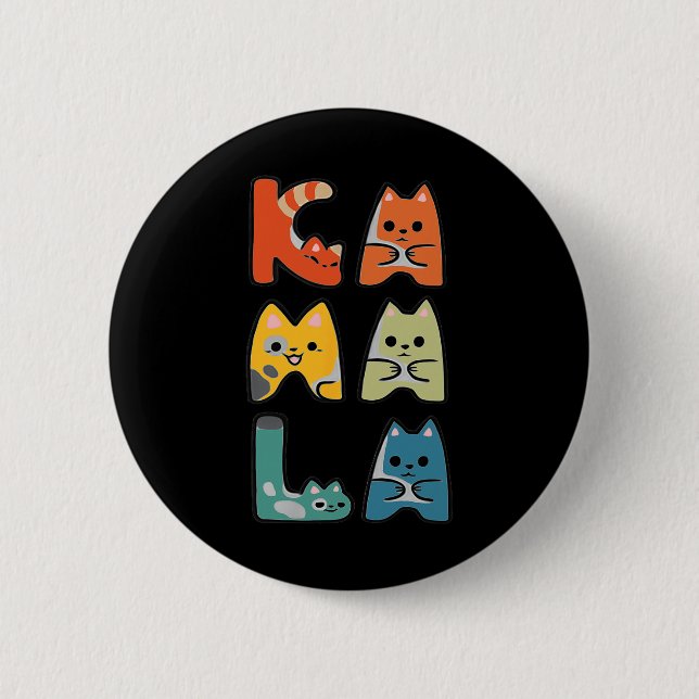 Cute Cat Lettering Positive  Button (Front)