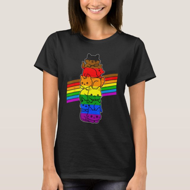 Cute Cat  LGBT Philadelphia Pride Flag Support LGB T-Shirt (Front)
