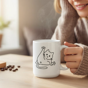 Cute Cat Licking Butt Funny Kitty Lover Black Hand Mug