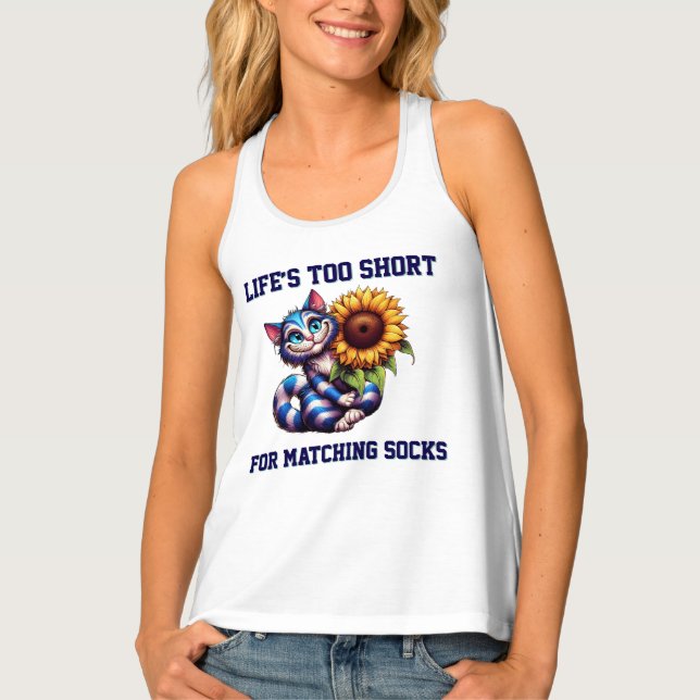 Cute Cat Life's Too Short For Matching Socks Tank Top (Front)