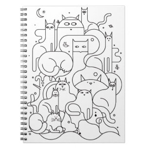 Cute Cat Line Art Coloring Notebook