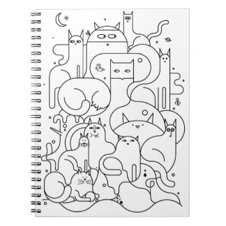 Cute Cat Line Art Coloring Notebook