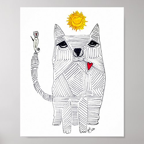 Cute Cat Line Art Illustration Poster