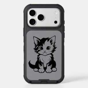 Cute Cat Line Art Phone Case   Minimal Black & Whi