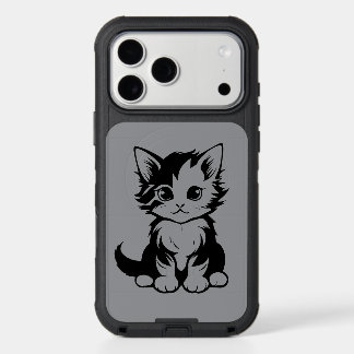 Cute Cat Line Art Phone Case | Minimal Black & Whi