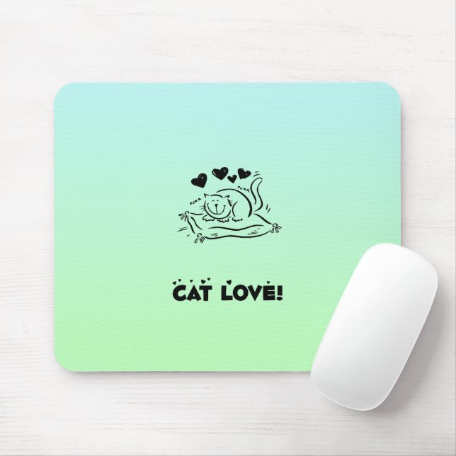 Cute Cat, Little Cat, Kitty, Kitten, Hearts Mouse Pad (With Mouse)