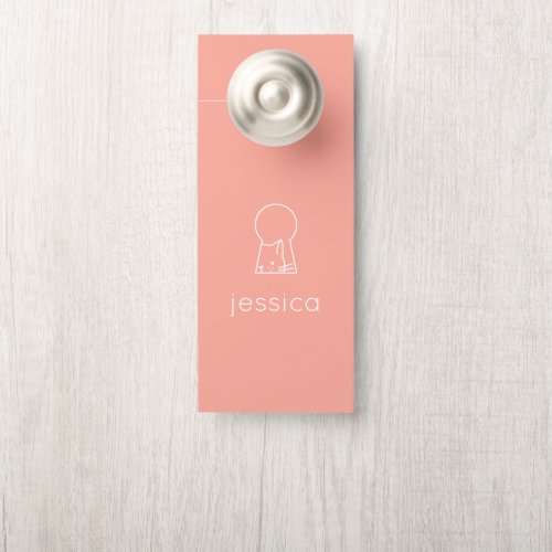 Cute Cat Lock Keyhole Pink Funny Introvert Door Hanger