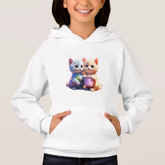Cute Cat logo kids Pullover hoodie ।। Kitten logo  (Front)