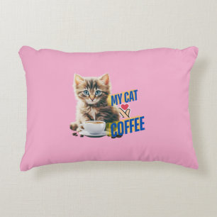 Cute cat love coffee  accent pillow