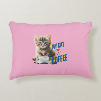 Cute cat love coffee  accent pillow