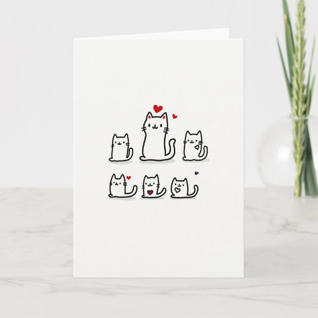 Cute Cat Love Family Card (Front)